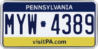 PA license plate MYW4389