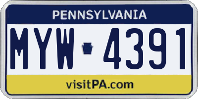PA license plate MYW4391