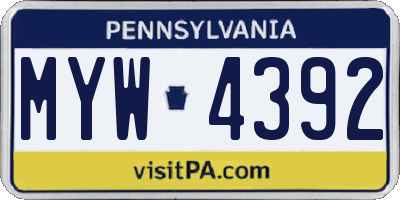 PA license plate MYW4392