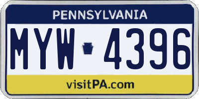 PA license plate MYW4396