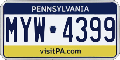 PA license plate MYW4399