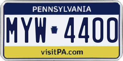 PA license plate MYW4400