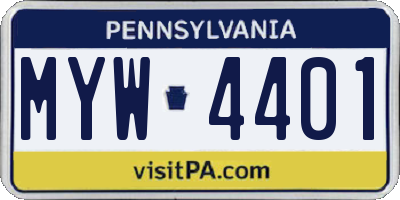 PA license plate MYW4401