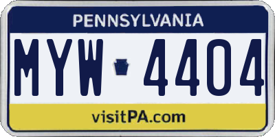 PA license plate MYW4404