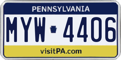 PA license plate MYW4406