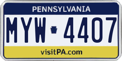 PA license plate MYW4407