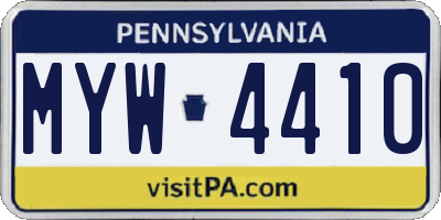 PA license plate MYW4410