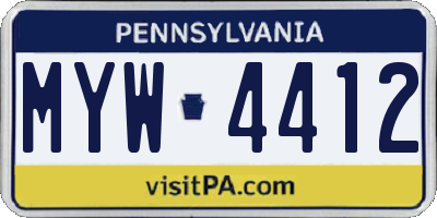 PA license plate MYW4412
