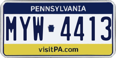 PA license plate MYW4413