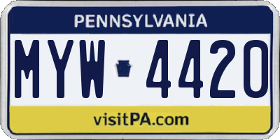PA license plate MYW4420