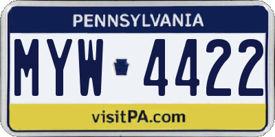 PA license plate MYW4422