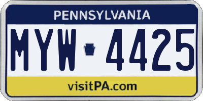 PA license plate MYW4425