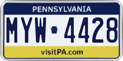PA license plate MYW4428