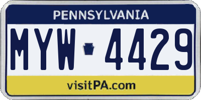 PA license plate MYW4429