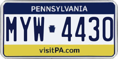 PA license plate MYW4430