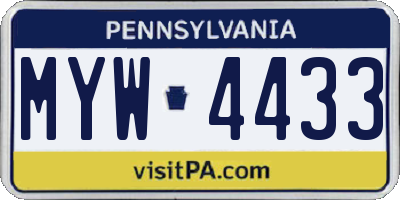 PA license plate MYW4433