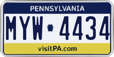 PA license plate MYW4434