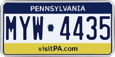 PA license plate MYW4435