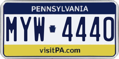 PA license plate MYW4440