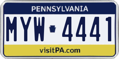 PA license plate MYW4441
