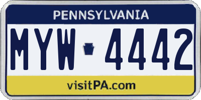 PA license plate MYW4442