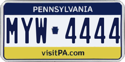 PA license plate MYW4444