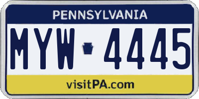 PA license plate MYW4445
