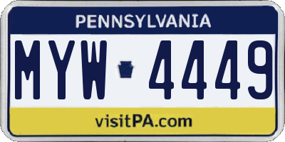 PA license plate MYW4449
