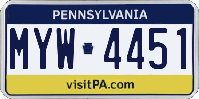 PA license plate MYW4451