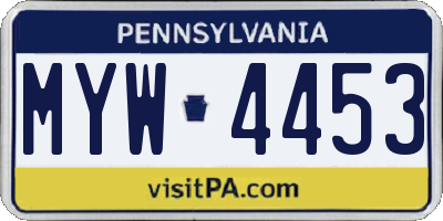 PA license plate MYW4453