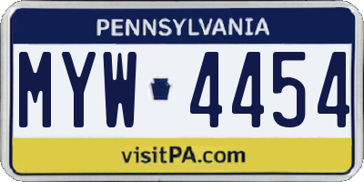 PA license plate MYW4454