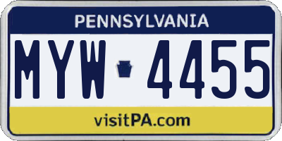 PA license plate MYW4455