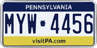 PA license plate MYW4456