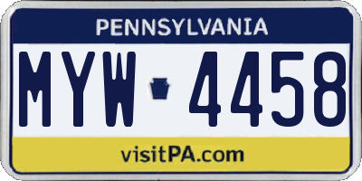 PA license plate MYW4458