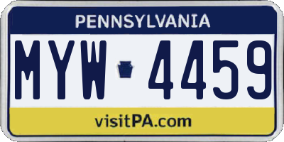 PA license plate MYW4459