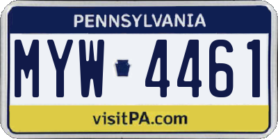 PA license plate MYW4461
