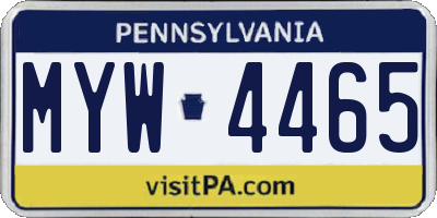 PA license plate MYW4465