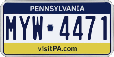 PA license plate MYW4471