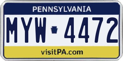 PA license plate MYW4472