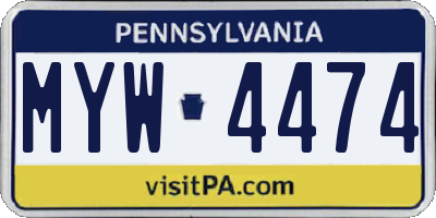 PA license plate MYW4474