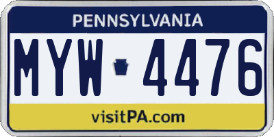 PA license plate MYW4476