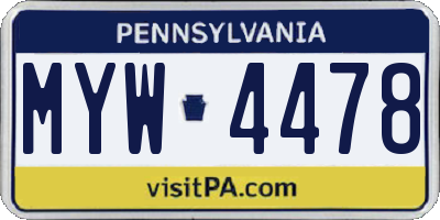 PA license plate MYW4478