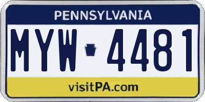 PA license plate MYW4481