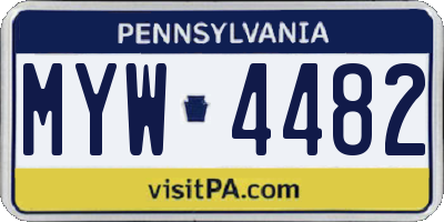 PA license plate MYW4482
