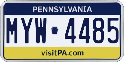 PA license plate MYW4485