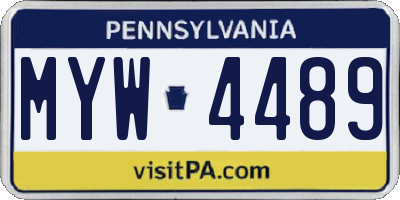 PA license plate MYW4489