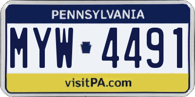 PA license plate MYW4491