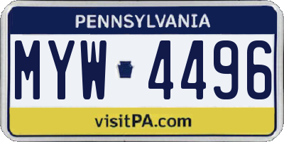 PA license plate MYW4496
