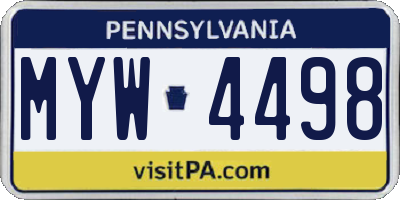 PA license plate MYW4498