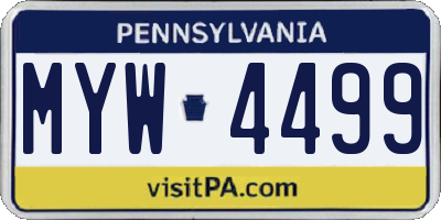 PA license plate MYW4499